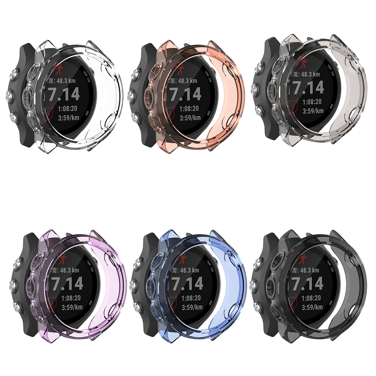 Protective Case Cover for Garmin Forerunner 245M/245 Silicone Watch Case Soft TPU Full Protector Shell