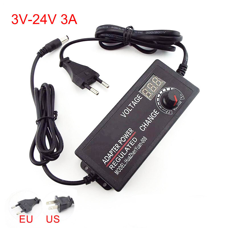 Ac 100-240v to dc 3v 12v 24v 9v 1a 2a 3a 5a ac power supply adapter adjustable wall plug for led strip light driver cctv