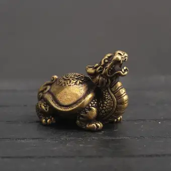 Murni Tembaga Cina Kura Kura Naga Lucky Meja Ornamen Vintage
