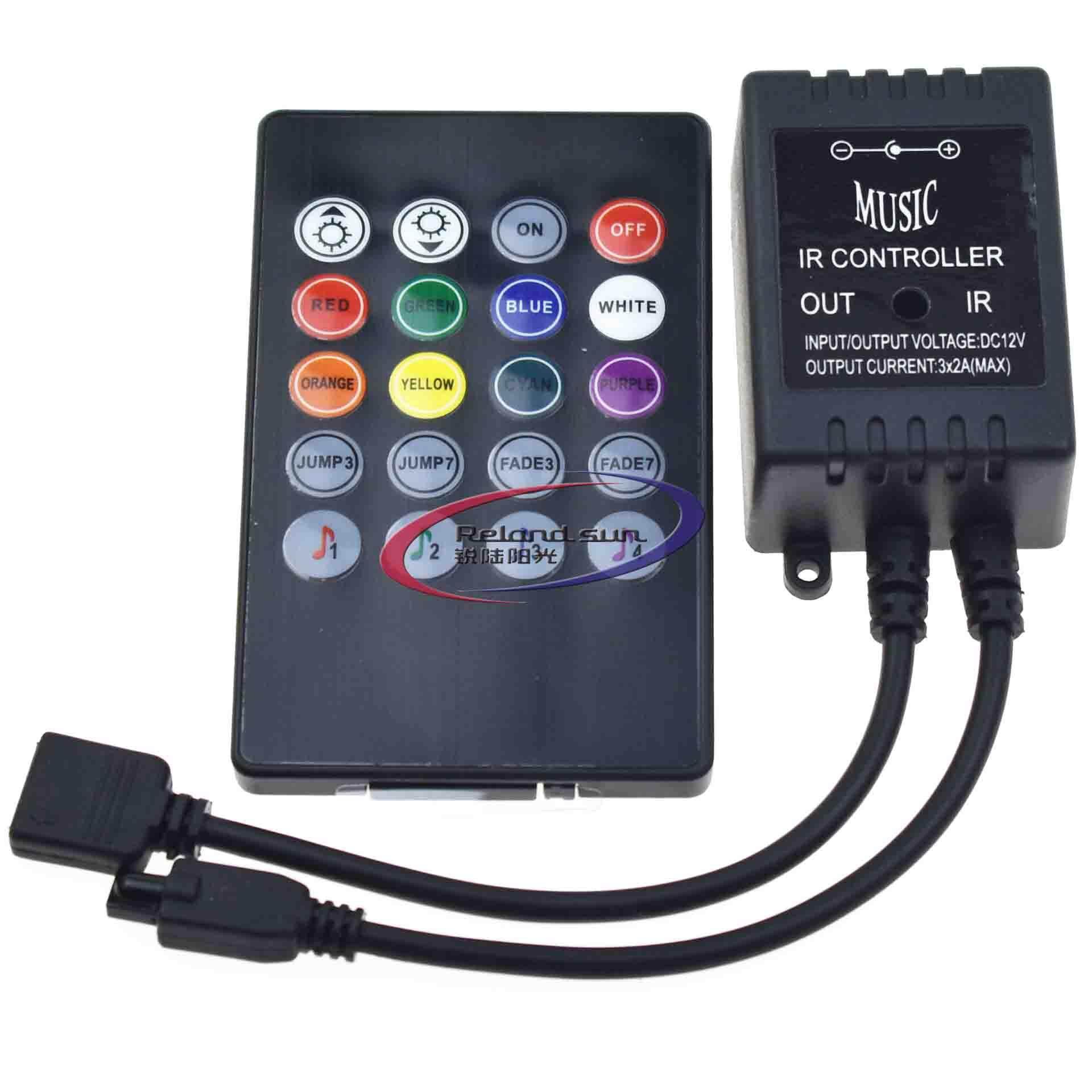 20 Keys DC 12V Sound Sensor Music IR Remote LED Controller for RGB Strip Light
