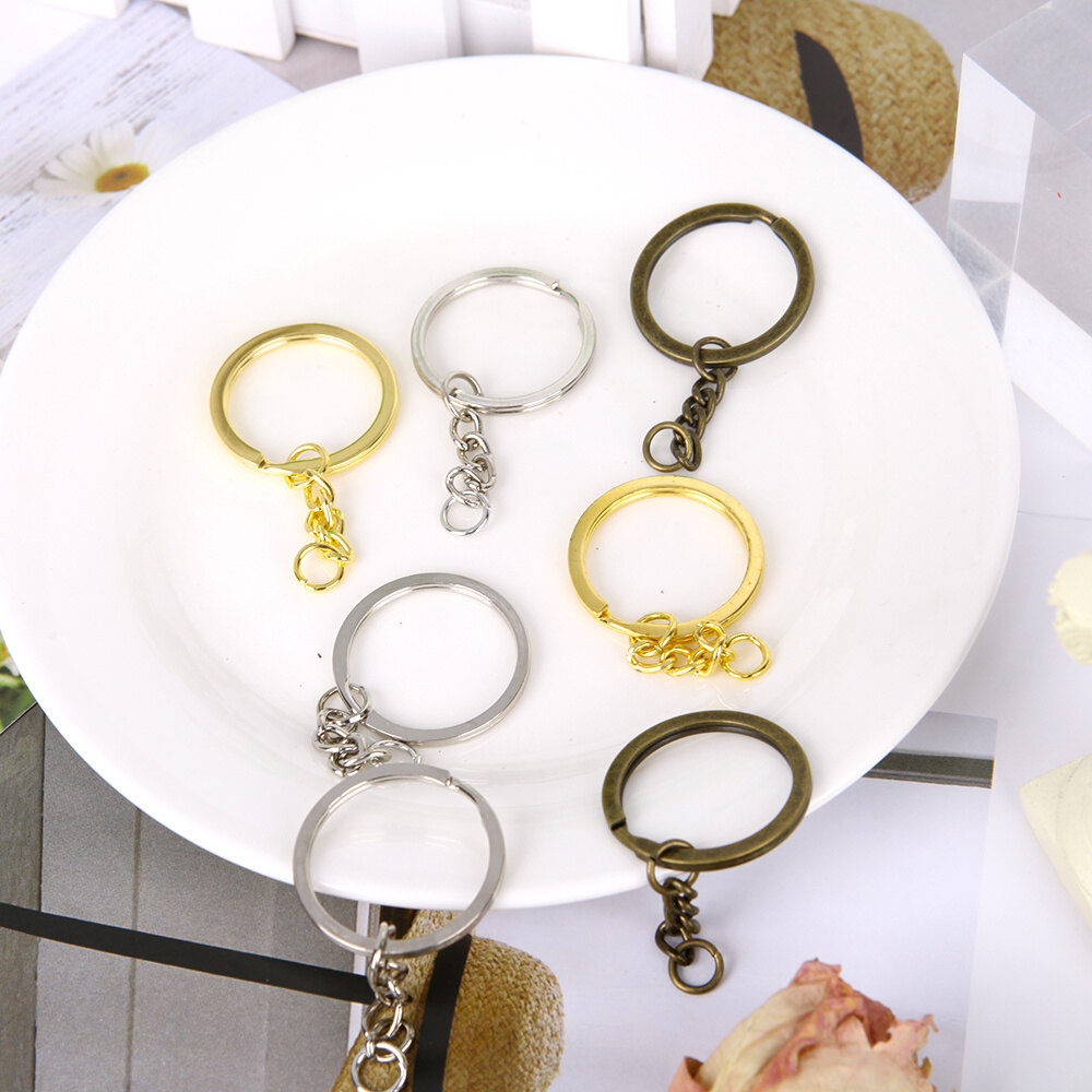 5 Chiếc Móc Chìa Khóa Với Vòng Chia Vòng Móc Khóa Cổ Mạ Đồng Bạc Vàng 30Mm Dài Chia Vòng Móc Khóa Để Tự Làm Mặt Dây Chuyền Quyến Rũ