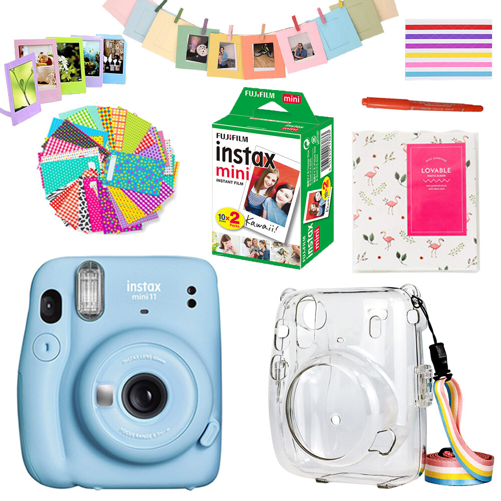 Fujifilm Instax Mini 11 Camera with Clear Case, films and stickers bundle