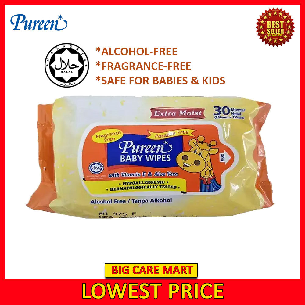 Pureen Baby Wipes Wet Tissue (FragranceFree & AlcoholFree) 30pieces