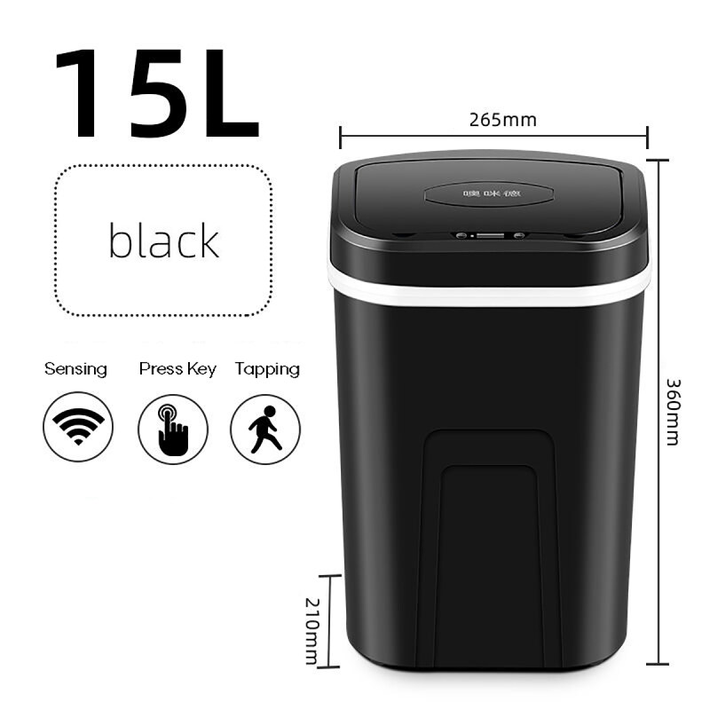 Thùng Rác Thông Minh 15L 4 Gal, Thùng Rác Chuyển Động Hồng Ngoại Không Cần Chạm, Dung Tích Lớn, Thùng Rác Cảm Ứng Tự Động