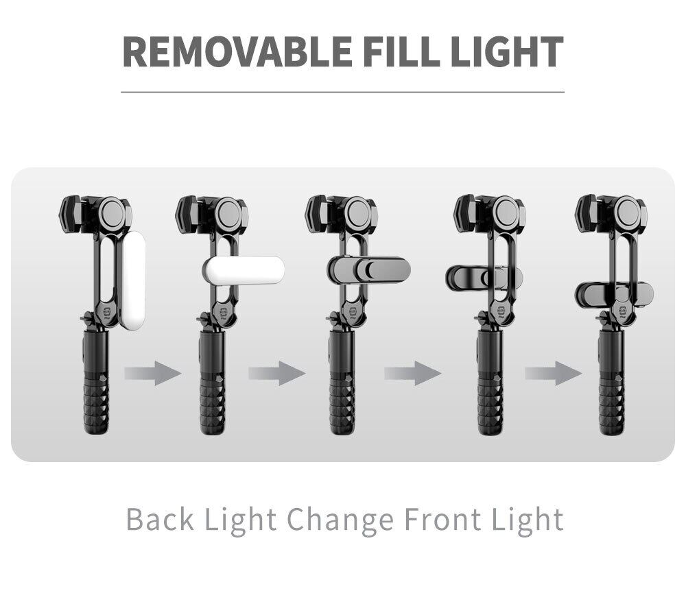 Zeallion Bộ Ổn Định Mini Gimbal Cầm Tay Bluetooth Không Dây Giá Đỡ Ba Chân Gậy Selfie Với Đầu Chân Máy Đèn Chiếu Sáng Phụ Có Thể Tháo Rời Phụ Kiện