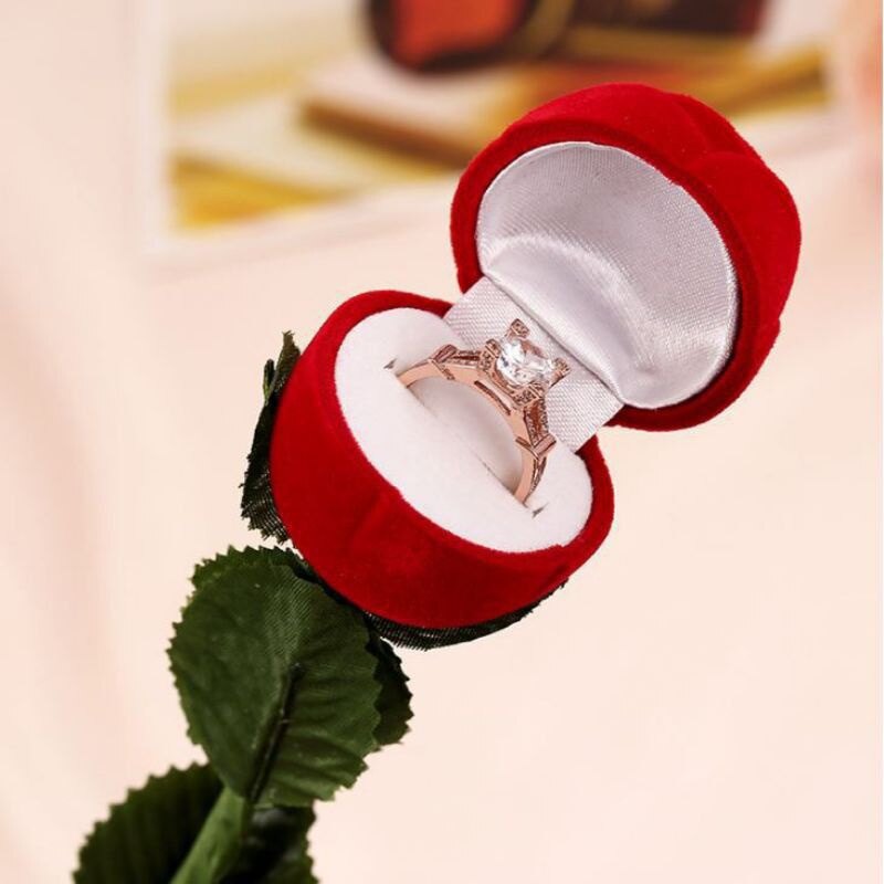 【♡Lovely girls house♡】Valentine's Day Charm Rose Flower Ring Earring Necklace Case Boxes Display Pack Proposal Wedding Ring Boxes