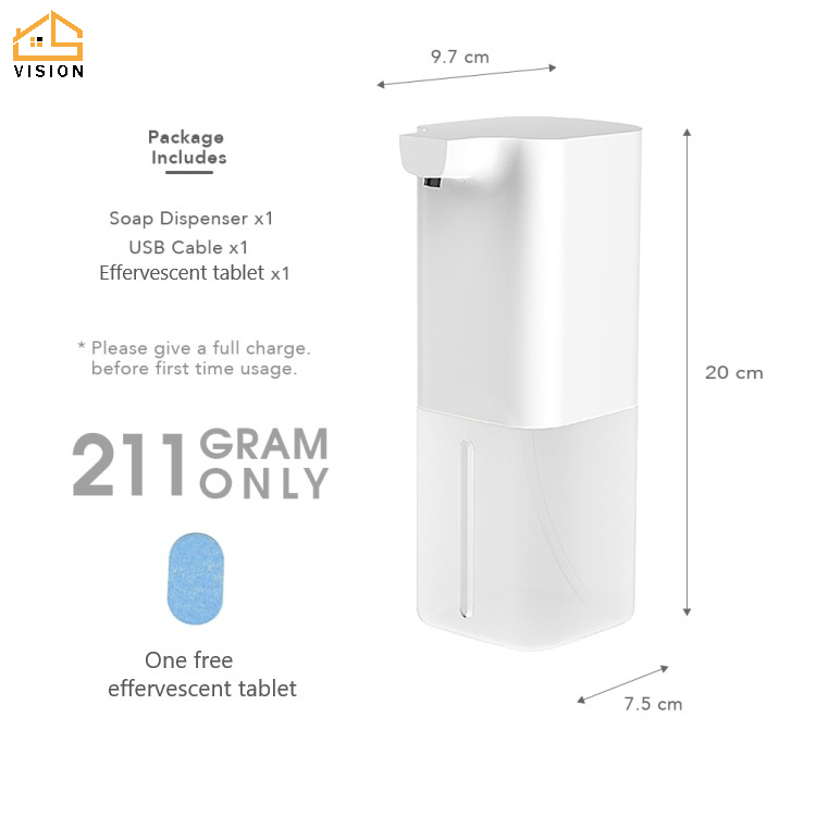 Máy Tạo Bọt Xà Phòng Tự Động Vision 350ML, Máy Rửa Tay Tự Động Cảm Biến Thông Minh Không Cần Cầm Tay Cảm Biến Cảm Ứng Hồng Ngoại Tự Động Rửa Tay Tạo Bọt Cho Phòng Tắm Nhà Bếp Khách Sạn Văn Phòng Bệnh Viện Nhà Hàng