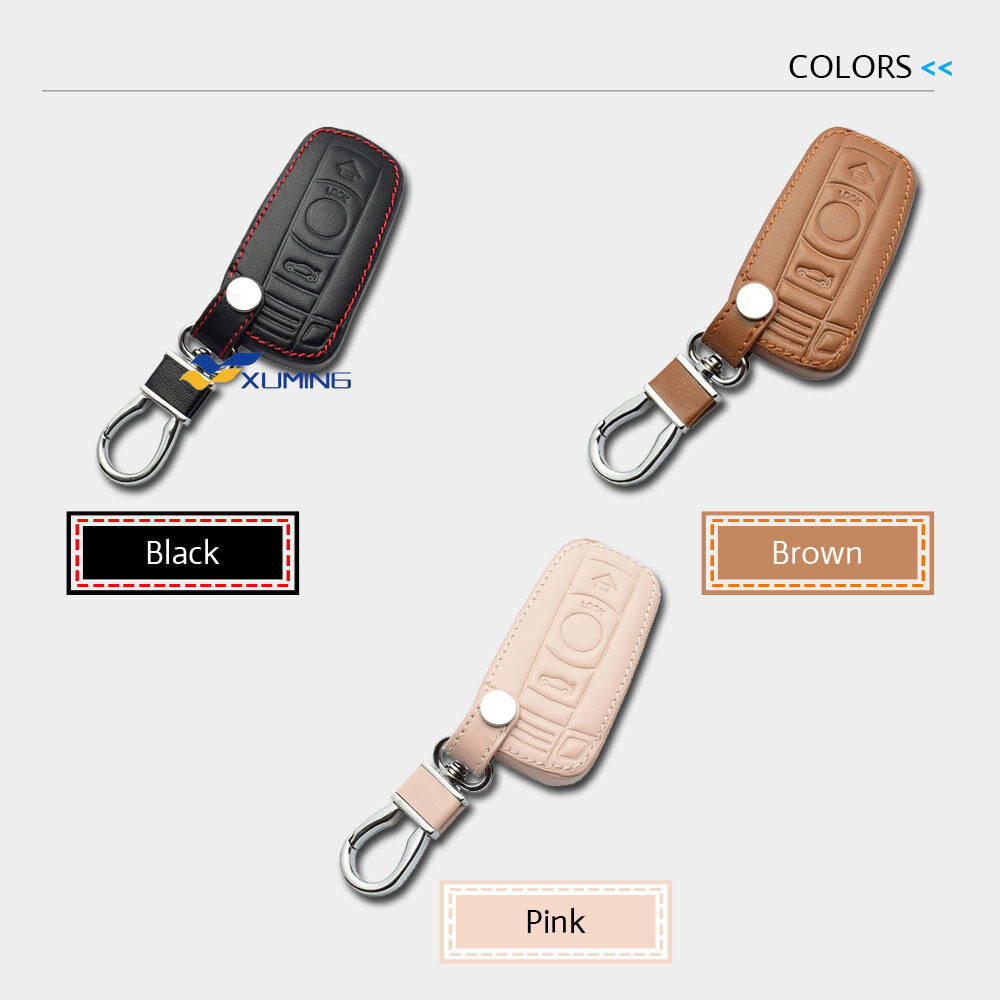 Leather Car Key Case For BMW 1 3 5 6 Series E60 E61 E70 E81 E87 E90 E91 E92 320 X1 X5 X6 Z4 Smart Key Fob Protector Cover