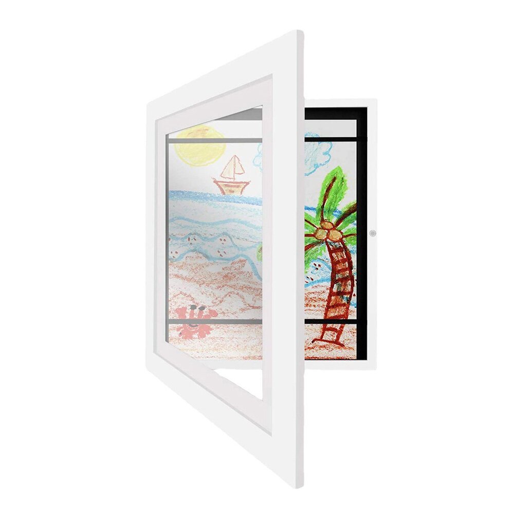 Kids Art Frame Front Opening HD Glass Horizontal Vertical Art Display for Kids Artwork Photos Crafts Drawing