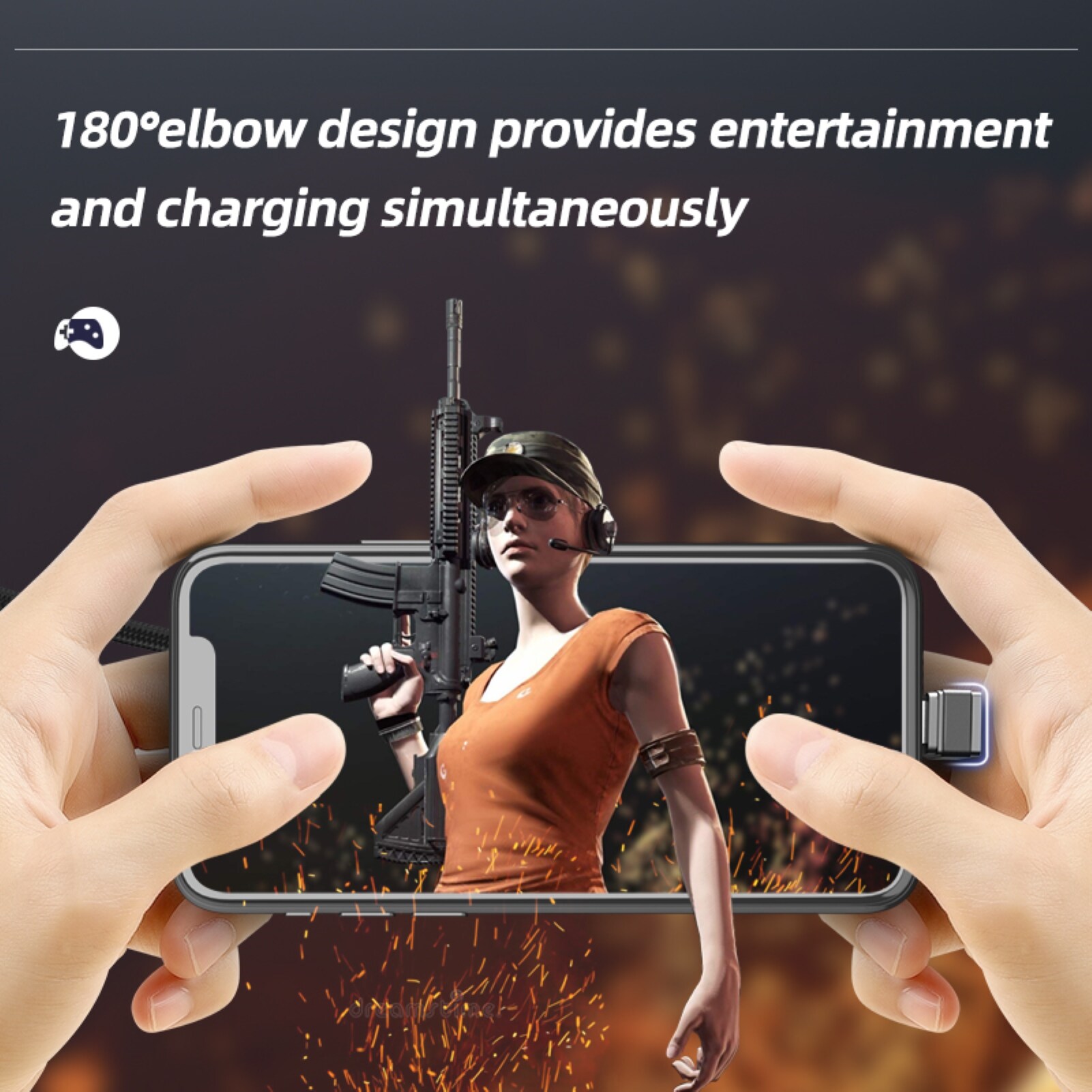 U-shaped Micro USB Type-c Mobile Phone Game Nylon Woven Fast Charging CableCharging Cable Elbow Mobile Game Data Cable Usb-C Mobile Phone Universal U-Shaped Cable