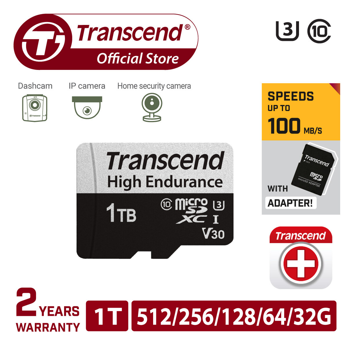 Transcend USD350V microSD High Endurance UHS-I U3 UHS-I U1 Class