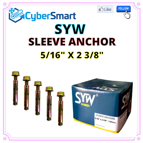 SYW Sleeve Anchor Metal Wall Plug Screw Wall Plug Besi Skru 5/16" * 2 3