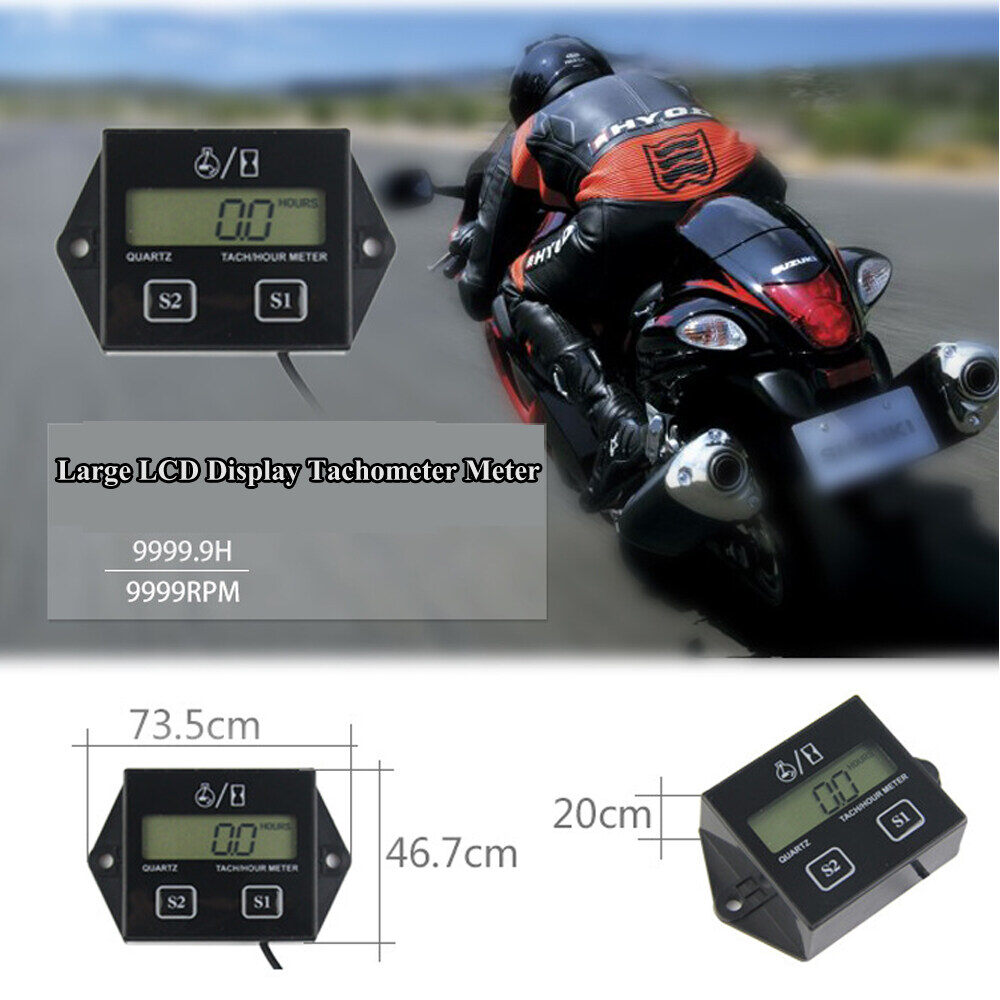 Kebidumei Đồng Hồ Đo Giờ Tốc Độ 2 & 4 Thì Màn Hình LCD Kỹ Thuật Số Đồng Hồ Đo Giờ Đồng Hồ Đo Động Cơ Cảm Ứng Cho Xe Máy Thuyền Ô Tô Xe Đạp