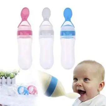 Bpa Free Infant Baby Silica Gel Feeding Bottle With Spoon Newborn