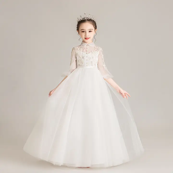 High End Girls White Yarn Skirt One Piece Dress Wedding Dress Children S Dress Princess Dress Zhong Da Tong Costumes Puffy Dress Lazada