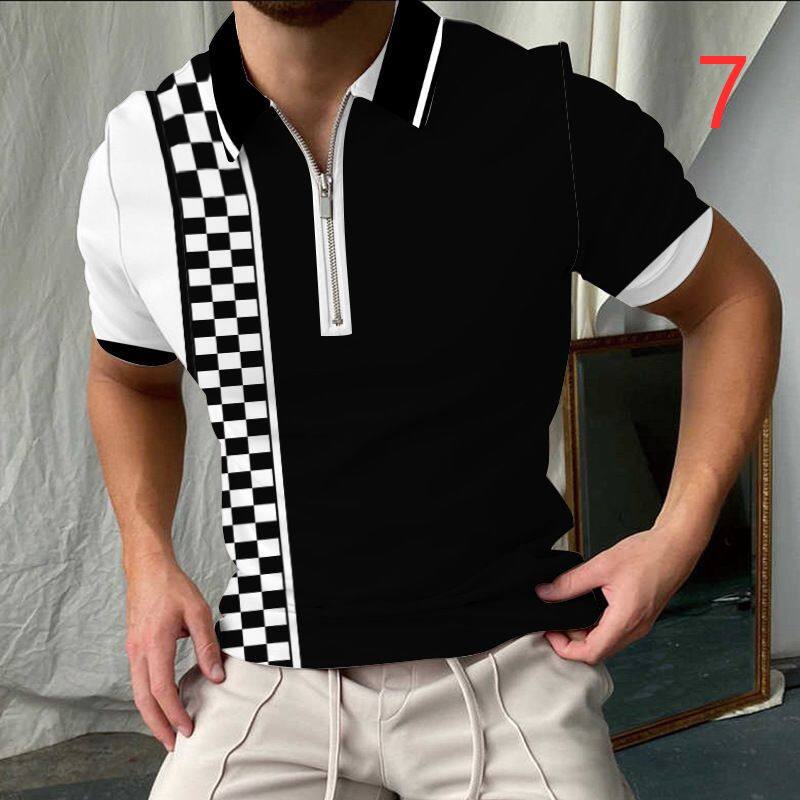 Summer 2022 New Men's Polo Shirt Zipper Plant Printing T-shirt Polo Shirt Male Soil Characteristics