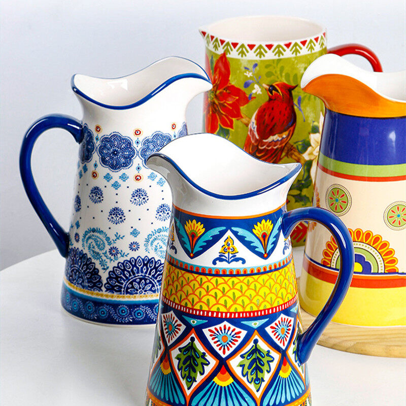 OMK American Style Underglaze Ceramic Cold Water Jug Large Water Pitcher Sealed Vase
