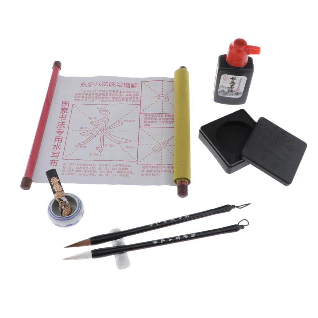 chiwanji Magic Water Writing Cloth Chinese Calligraphy Set - Copybook Practice Paper Scrolls Sketching and Tracing Paper Roll on Wood Rods