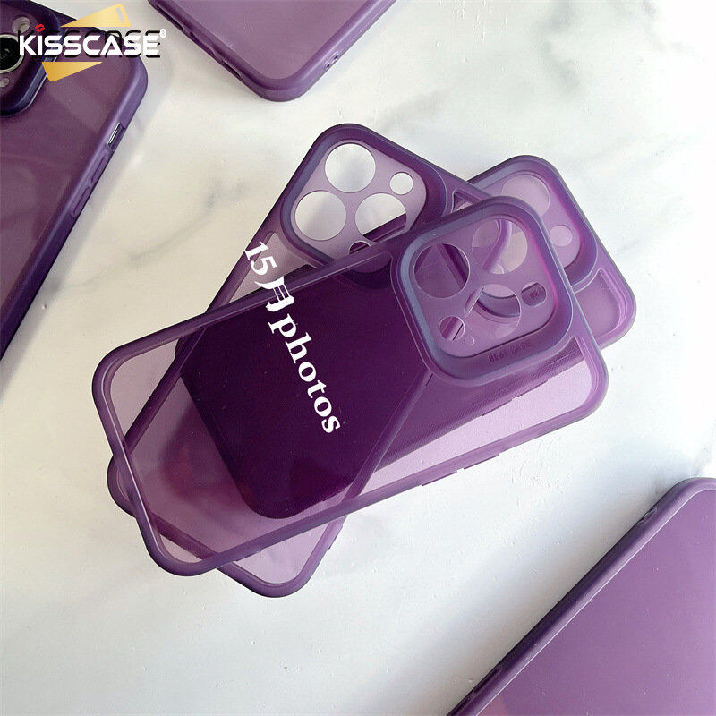 KISSCASE Dark Purple Transparent Soft Case For iPhone 14 Pro Max 13 12 11 Semi Clear Simple Solid Color Fall Protection Back Cover Case
