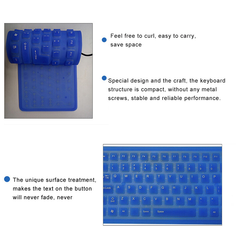 DISOUR Bàn Phím Gập Silicon 85 Phím Cho Máy Vi Tính Máy Tính Xách Tay Máy Tính Bảng Máy Tính Xách Tay Bàn Phím Chơi Game Có Dây Gập Di Động Linh Hoạt USB Mini Chống Nước