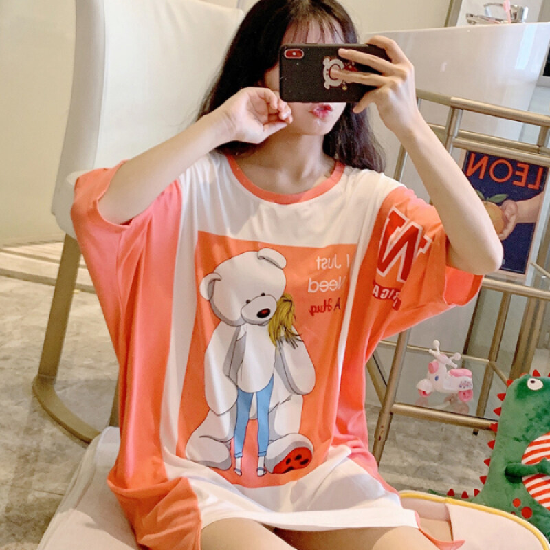 Nơi bán 2020 Đồ Ngủ Nữ Mùa Hè Sữa Áo Ngủ Bằng Lụa Ngắn Tay Hoạt Hình Cô Gái Kiểu Rộng Dễ Thương Và Váy Đáng Yêu Nhiều Màu Tùy Chọn