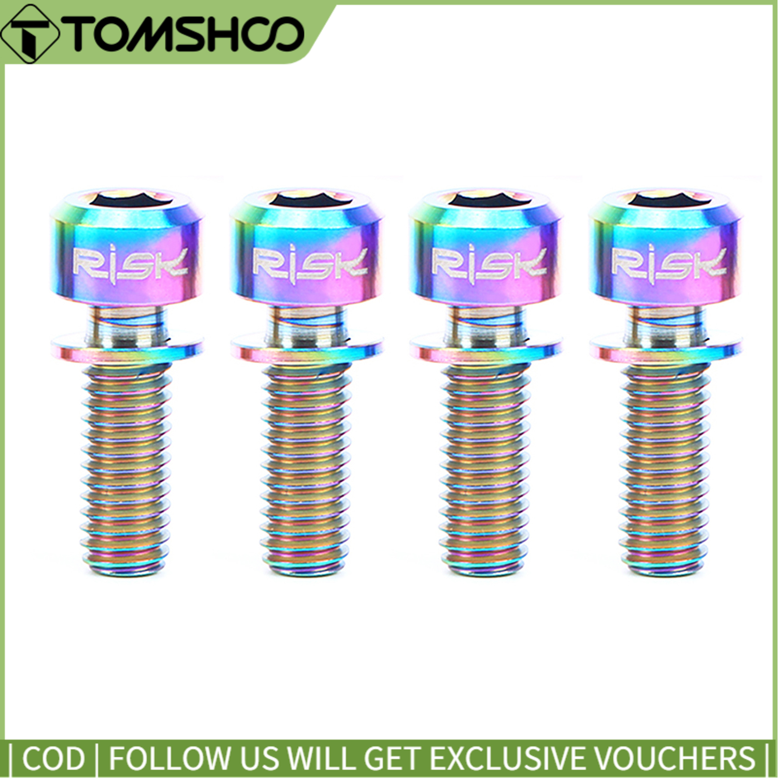 RISK 4PCS M6×18/20mm Titanium Ti Bolts Screws for MTB Disc Brake Caliper with Adaptor Spacer