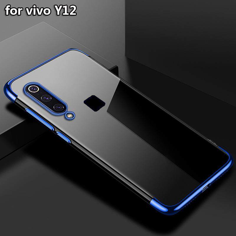 Upaitou Mewah Laser Elec-Plating Pelindung TPU untuk VIVO Y12 Transparan Casing Silikon Penutup Belakang Bening Shell untuk VIVO Y12-(6.35