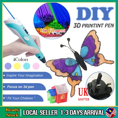 【Free Filament】Intelligent 3D Printing Pen High Temperature 3D Graffiti Drawing Painting Pens Adjustable Temperature + 3D Printing Line Set