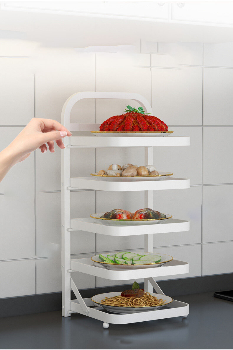 Multi-functional kitchen side dish multi-layer storage dish household hot pot dish tray artifact shelf