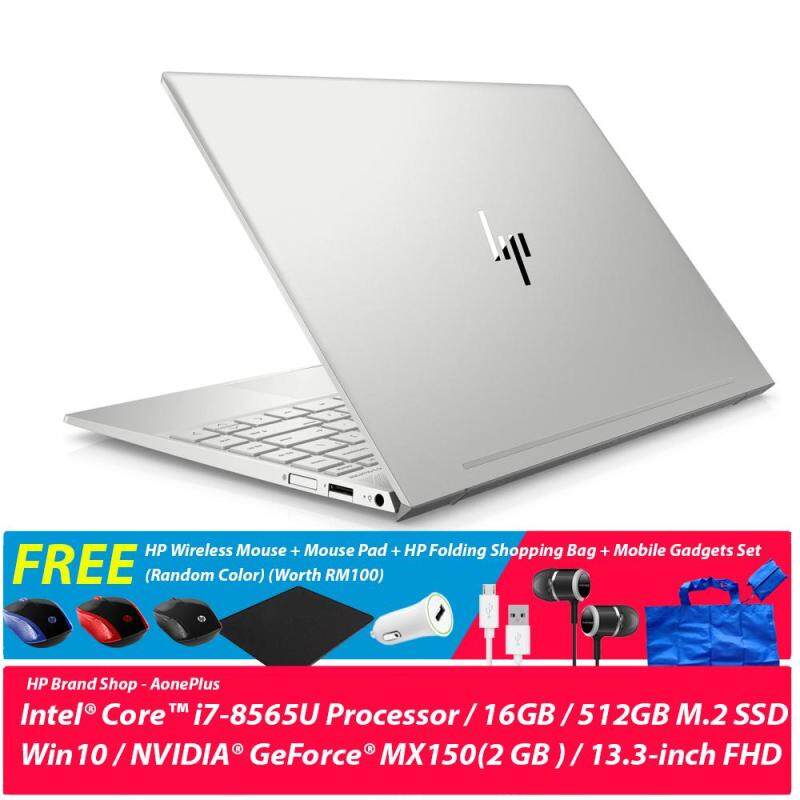 HP ENVY13-ah1033TX 5HZ20PA Notebook / i7-8565U /16GB/512GB M.2/MX150-2GB/13.3Inch FHD/Win 10+Free HP Wireless Mouse + Mouse Pad + HP Folding Shopping Bag + Mobile Gadgets Set (Random Color) (Worth RM100) Malaysia