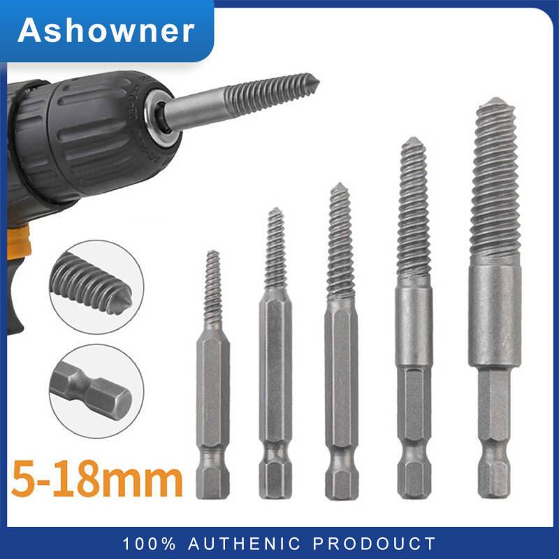 5pcs Hex Screw Extractors Broken Damaged Screw Extractor Drill Bit Guide Set Broken Bolt Remover Easy Out Set Metalworking Tools