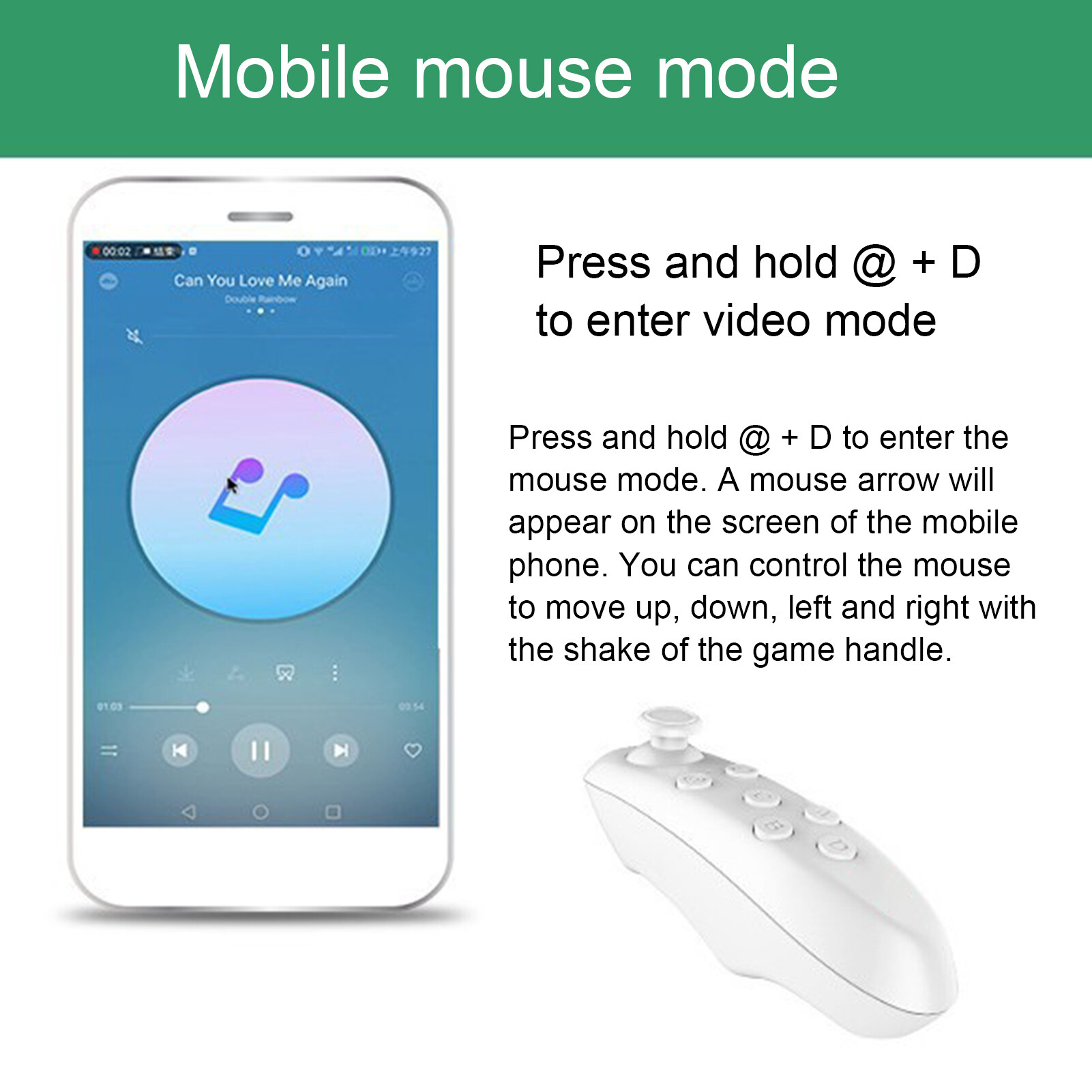 Fenquezisq®Phụ Kiện Tay Cầm Chơi Game VR Bluetooth 3.0, Xách Tay Phím Điều Khiển Không Dây Điều Khiển Từ Xa Cho Kính VR 3D