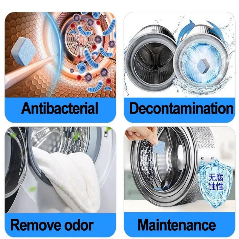 Polocat 12pcs Washing Machine Tank Cleaner Effervescent Tablet Multifunctional Cleaner Detergent Deep Descaler Household Cleaning Tools