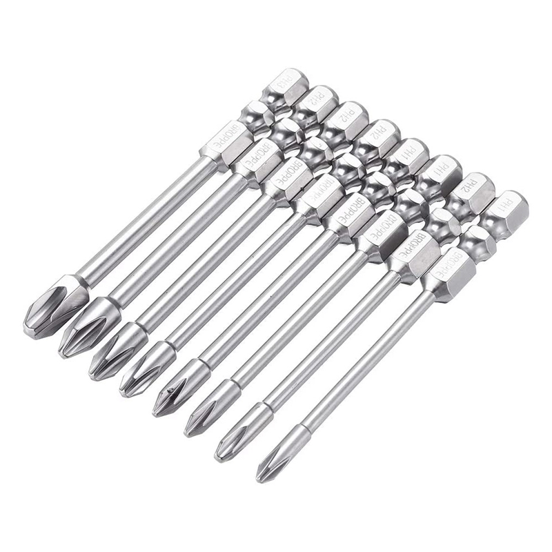 Broppe 8 Pcs Impact Phillips Screwdriver Bit Set High Torque Cross Screwdriver Bit S2 with Magnetic Screwdriver Bits