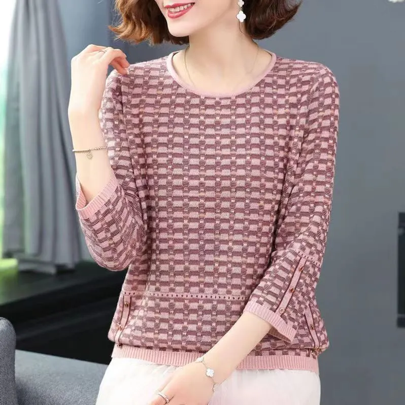 Lace Shirt Women's Top 2020 New Loose Polka Dot Printing T-shirt Three-quarter Sleeve Small Shirt Korean Fashion Shirt Plus Size Women's M-5XL