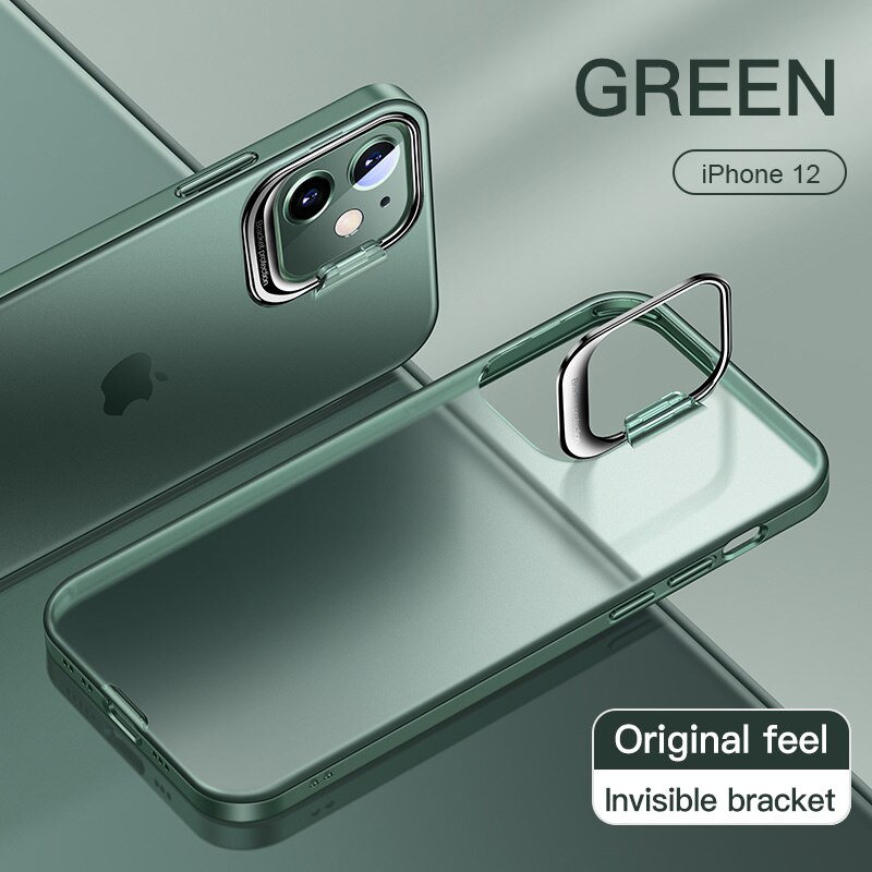 Bracket Matte Transparent Phone Case For iPhone 13 Pro Max 12Pro 12 Mini 12Pro Max 11 11Pro Max Camera Protection Shockproof Back Cover