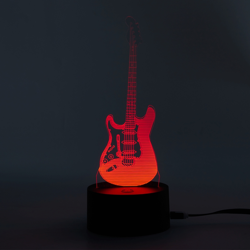 3D Electric Guitar Night Light - 16 Color Changing LED, Touch Control, USB Powered Acrylic Desk Lamp For Bedroom, Kids Room Decor - View #6