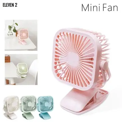 ELEVEN 2 Portable Rechargeable Mini Fan 360 Degree Rotation Handheld Clip Clamp Cooling Fan Cooler with LED Light 2 Speed Adjustable for Students Kids
