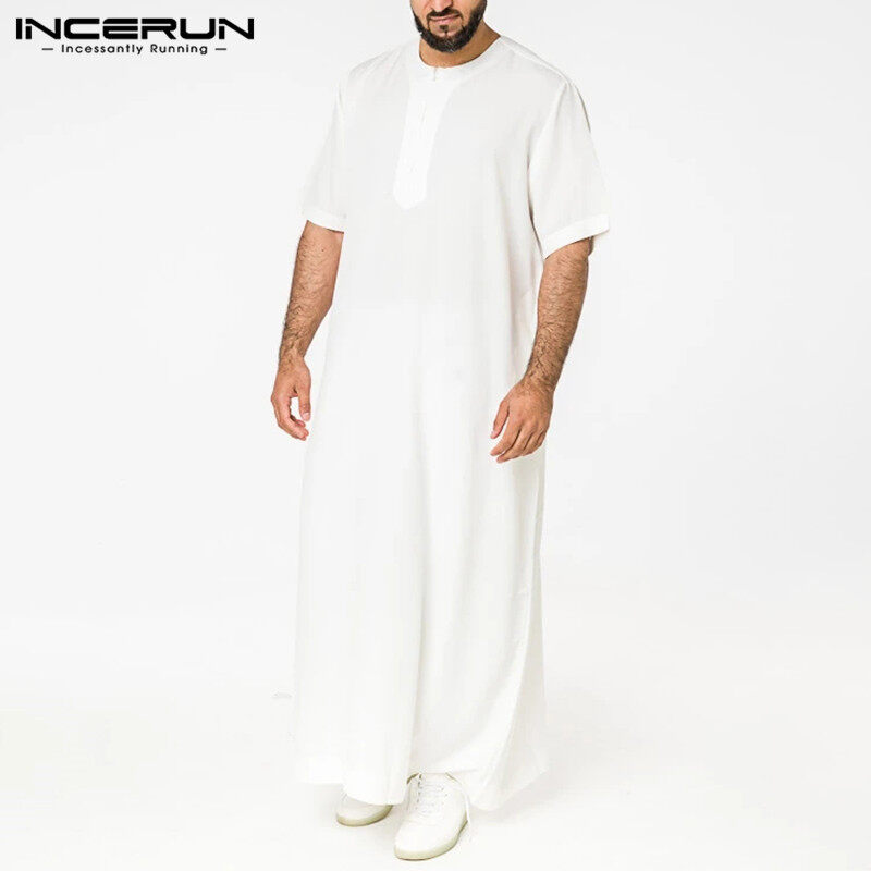 Perfectly INCERUN เสื้อผ้ามุสลิมที่บุรุษซาอุดีอาระเบียอาหรับแขนสั้นThobeอิสลามJubba Kaftan