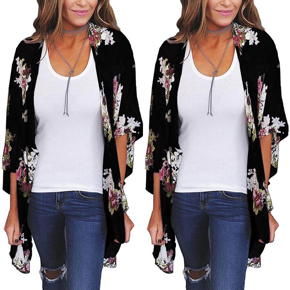 Kimono Women Cover Chiffon Loose Blouse Top Print Cardigan Shawl Up  Beachwear Women's Cardigan winter clothes women Womens Sparkly Cardigan  Womens plus Size Cardigan Sweaters 3x Womens Funnel Neck Cardigan plus Size