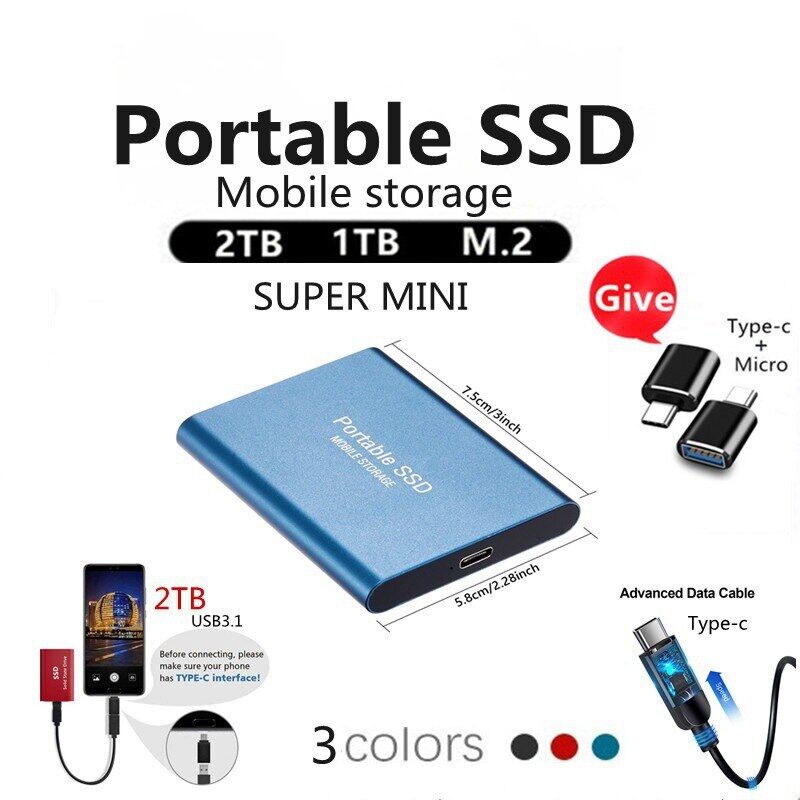 Portable SSD 1TB/2TB High-Capacity USB/Type-C Interface High-Speed Mini Hard Disk External Hard Disk For Laptops/Desktop/Phones