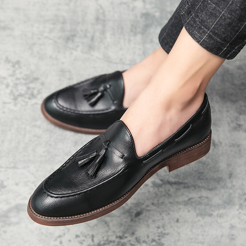 QBELY Tassel Loafer Shoes Men Slip on 