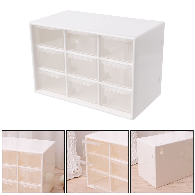 Tủ Đựng Đồ Bằng Nhựa 9 Ngăn Kéo Hộp Đựng Đồ Trang Điểm Để Bàn, Đồ Trang Sức Tổ Chức