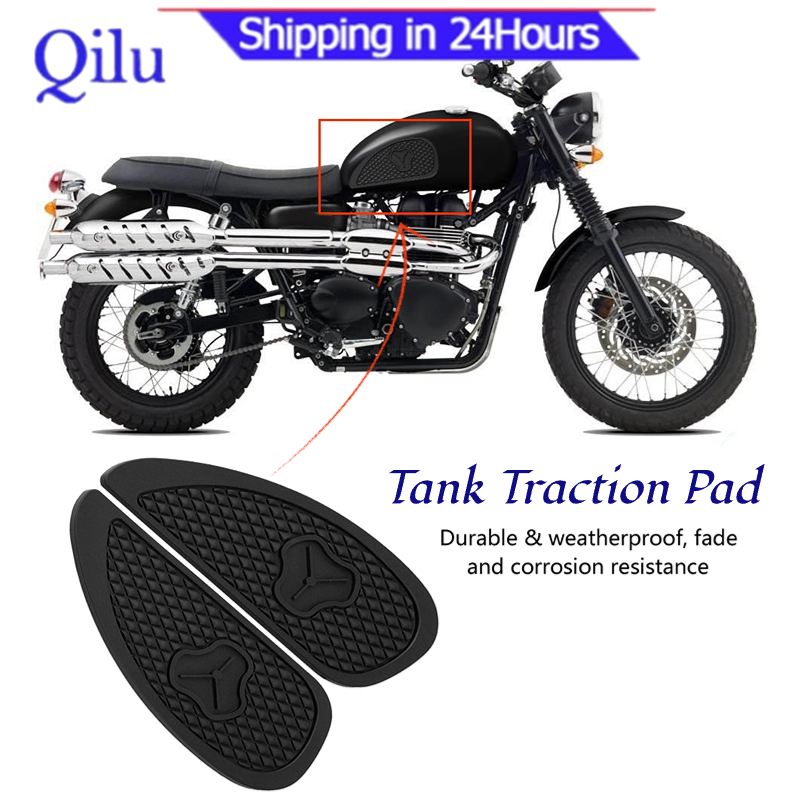 2Pcs Anti-Slip Traction Pad Gas Fuel Tank Stickers Protector for Retro Motorcycle