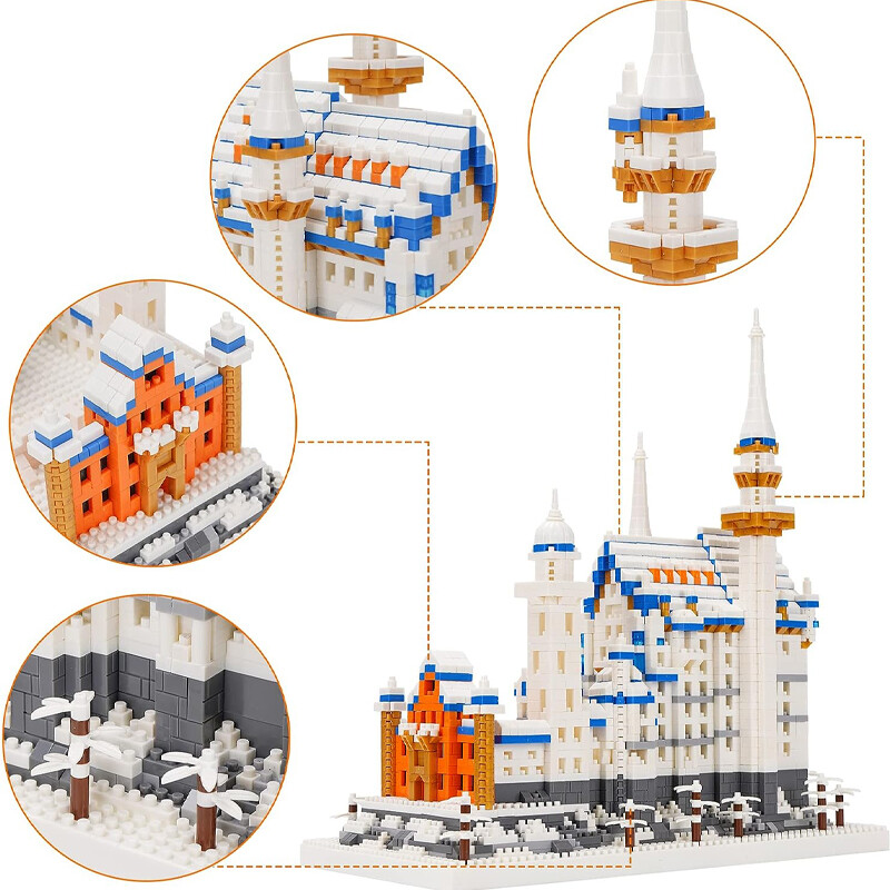 Geniteen Building Block Set, Famous Architecture Model Building Blocks Neuschwanstein Castle Creative Micro Building Blocks,toy for kids