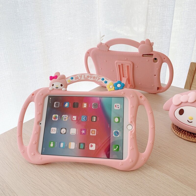 IPad Case Cover for iPad Mini 6 5 4 iPad Air 4 3 2 Cartoon iPad Case for Kids iPad Pro Soft Silicone Shockproof Strap Handle Stand Tablet Case for iPad 9th/8th/7th