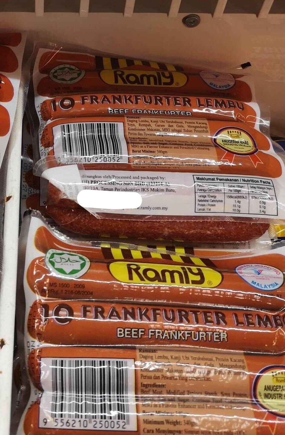 IPOH BEEF RAMLY Beef Frankfurter 340gm x 2 packets MIN ORDER UNTIL
