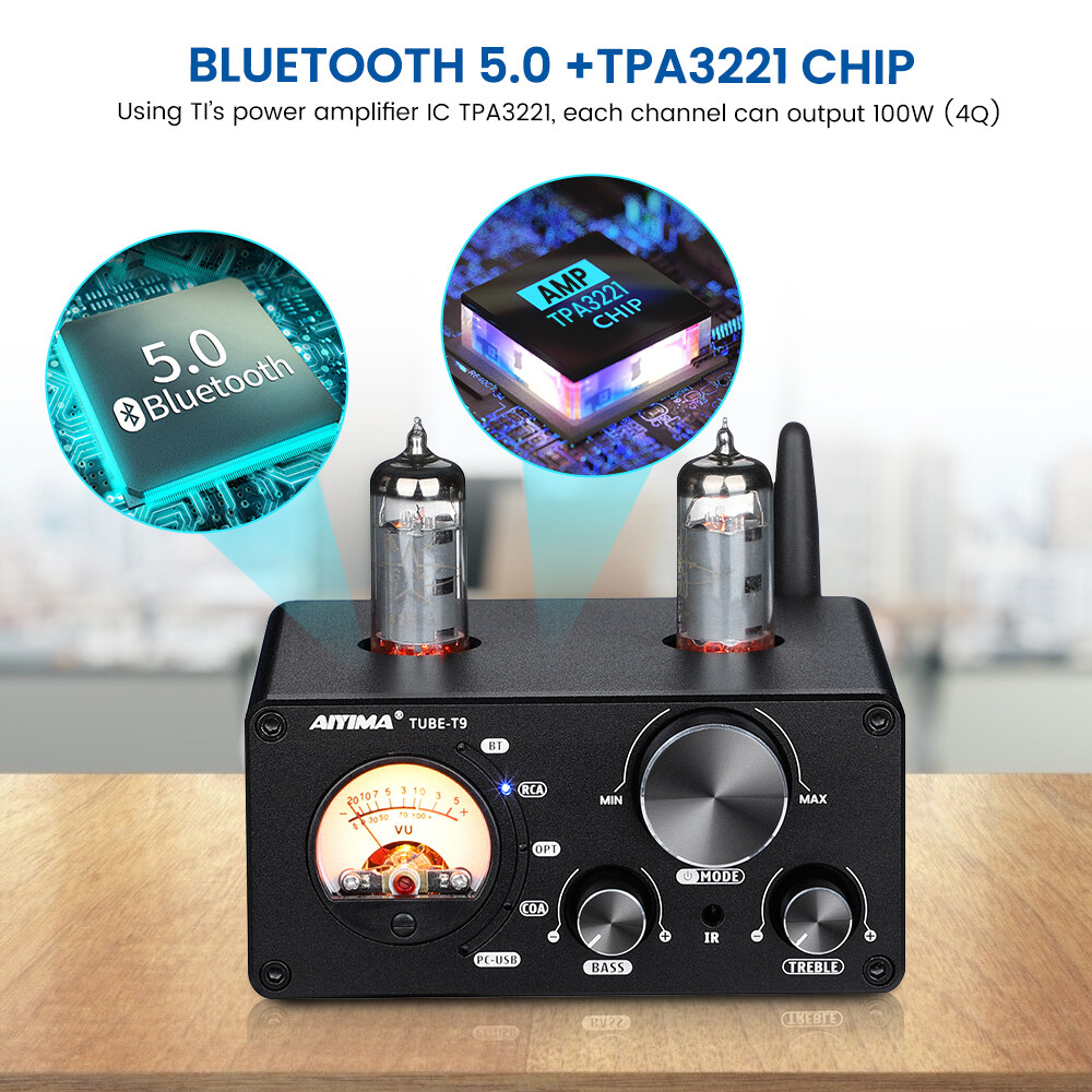 AIYIMA TUBE-T9 Bluetooth 5.0 6K4 Vacuum Tube Amplifier TPA3221 USB 