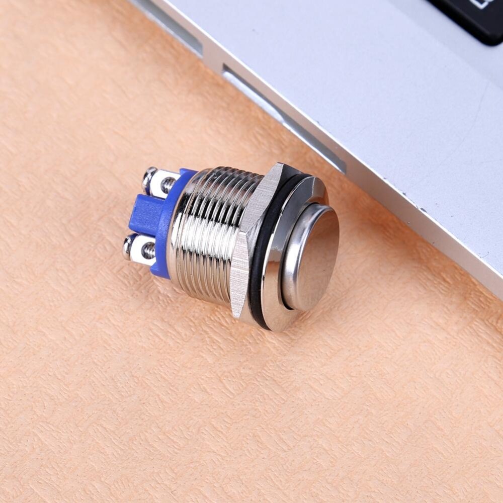 Công Tắc Nút Bấm Kim Loại Chống Nước Màu Bạc 19Mm 12V Cho Xe Hơi