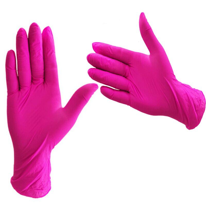 Pink Gloves Disposable Nitrile Rubber Latex Gloves Universal Kitchen